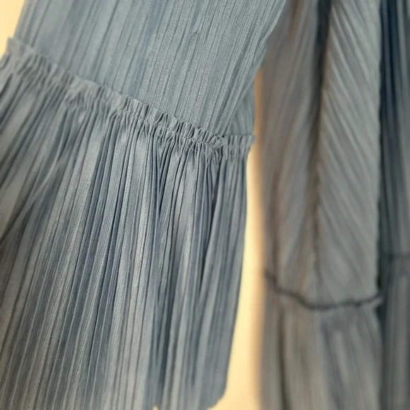 Free People Slate Blue Pleated Mini Dress - Picture 10 of 15